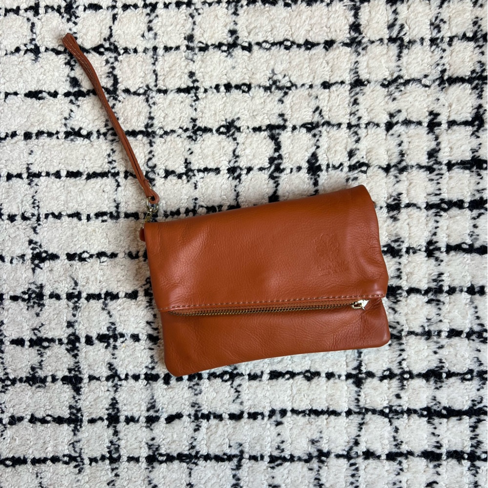 Leather crossbody purse - brown - genuine Italian leather - Florence